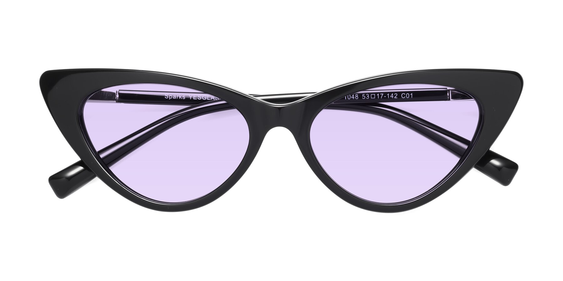 Folded Front of Sparks in Black with Light Purple Tinted Lenses