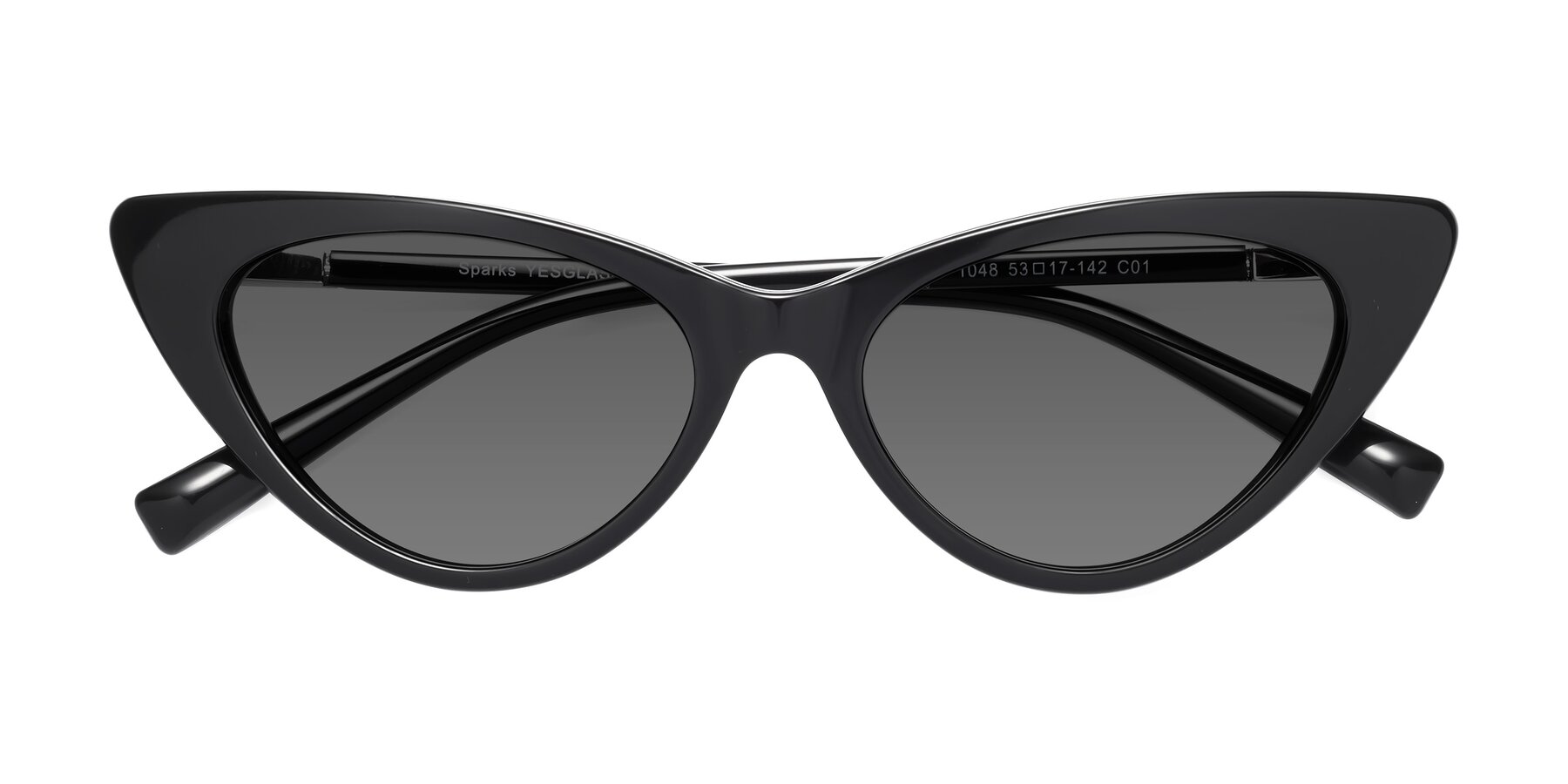 Folded Front of Sparks in Black with Medium Gray Tinted Lenses