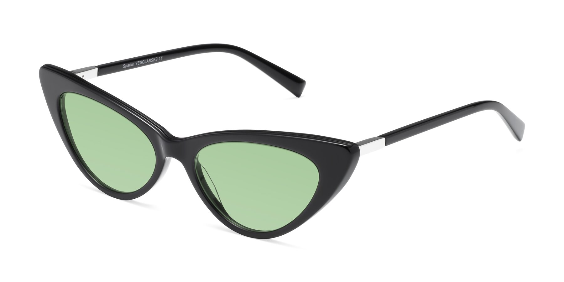 Angle of Sparks in Black with Medium Green Tinted Lenses