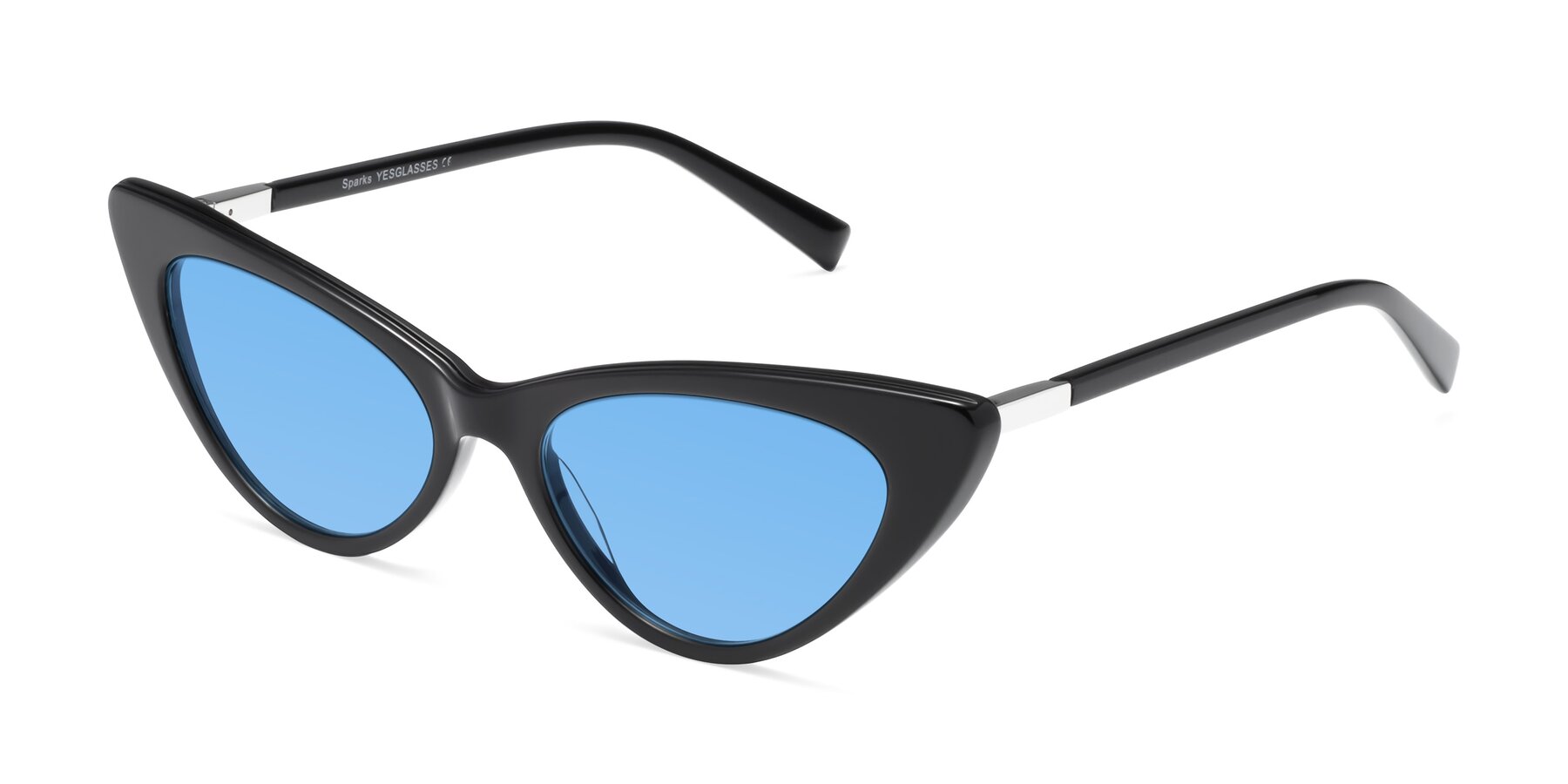 Angle of Sparks in Black with Medium Blue Tinted Lenses