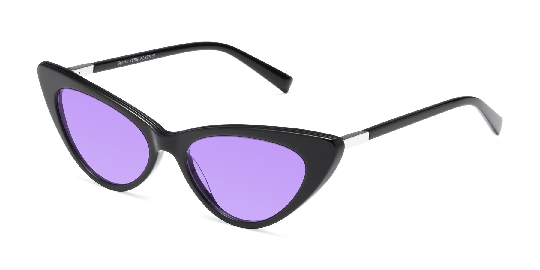 Angle of Sparks in Black with Medium Purple Tinted Lenses