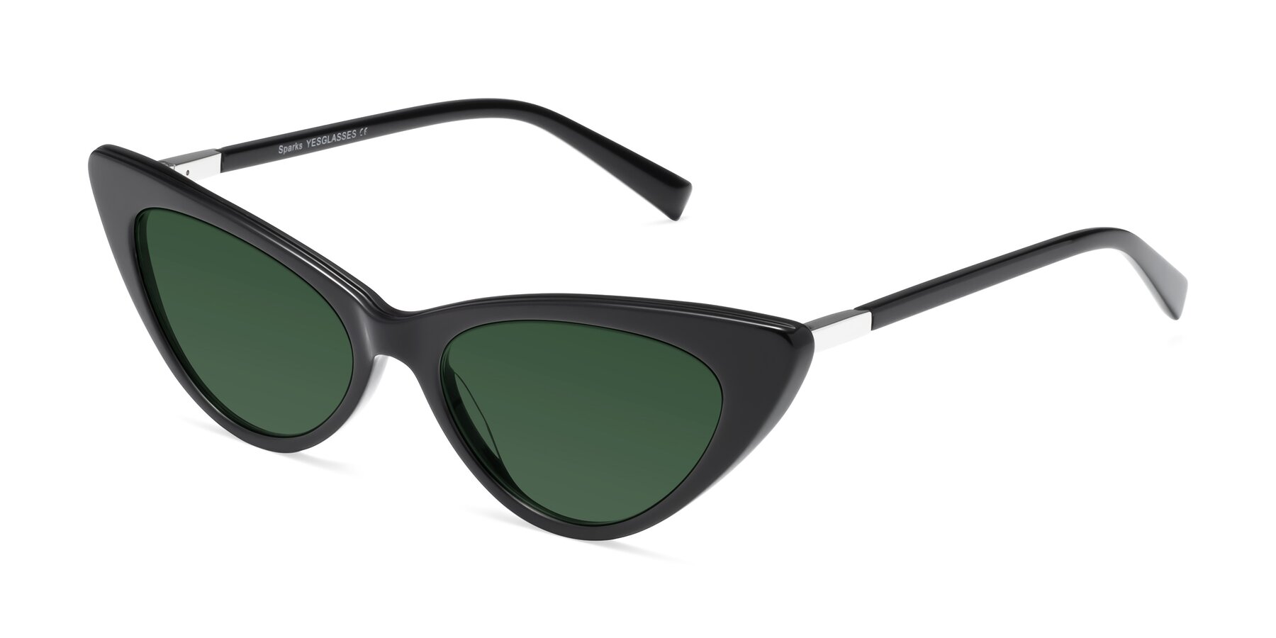 Angle of Sparks in Black with Green Tinted Lenses