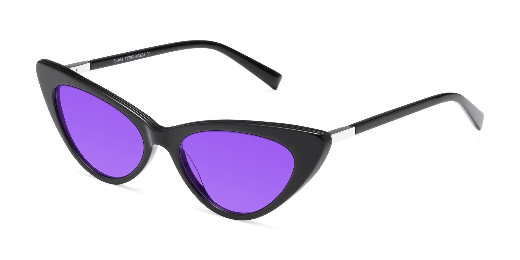 Angle of Sparks in Black with Purple Tinted Lenses