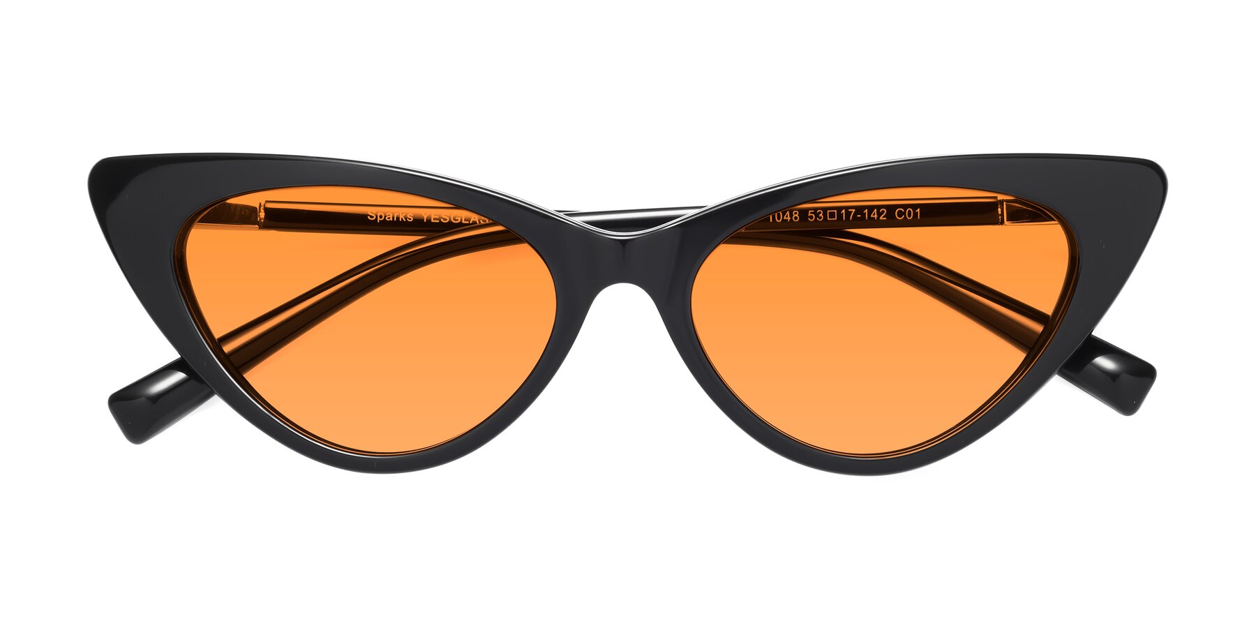 Folded Front of Sparks in Black with Orange Tinted Lenses