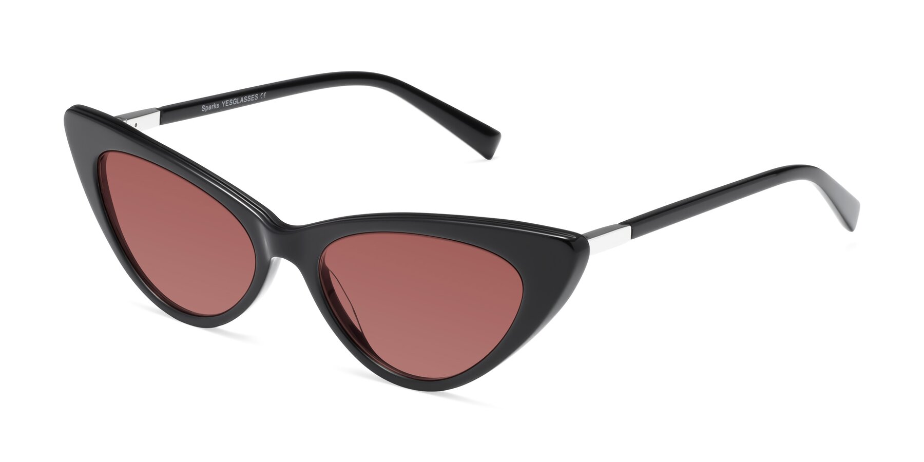 Angle of Sparks in Black with Garnet Tinted Lenses