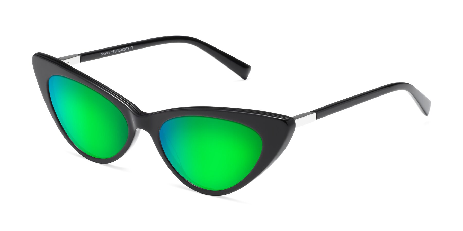 Angle of Sparks in Black with Green Mirrored Lenses