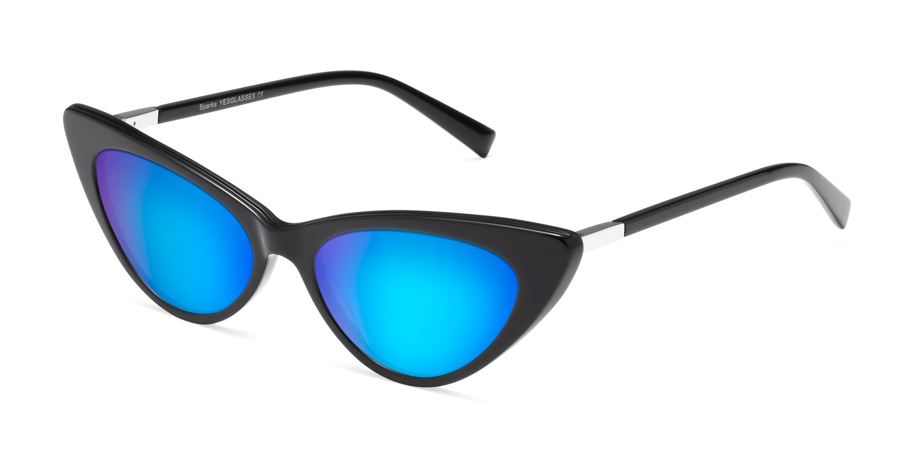 Angle of Sparks in Black with Blue Mirrored Lenses
