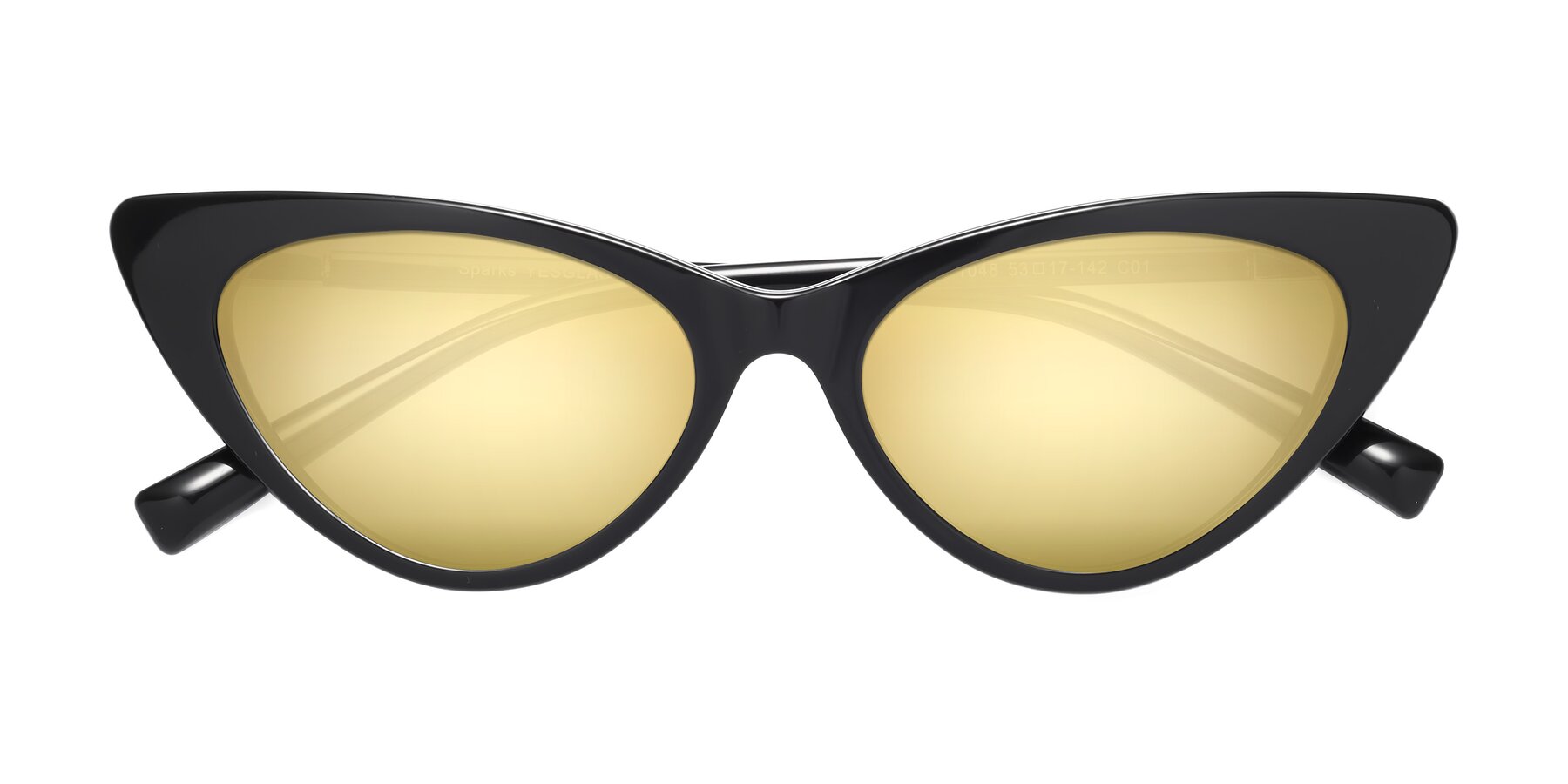 Folded Front of Sparks in Black with Gold Mirrored Lenses