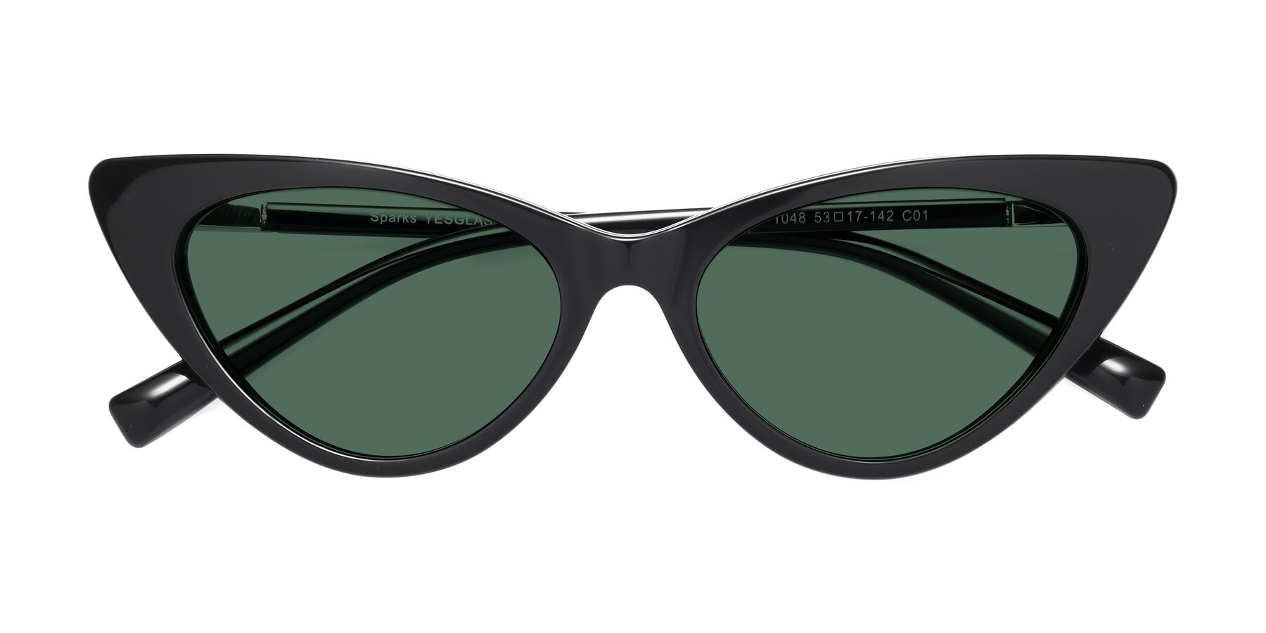 Folded Front of Sparks in Black with Green Polarized Lenses