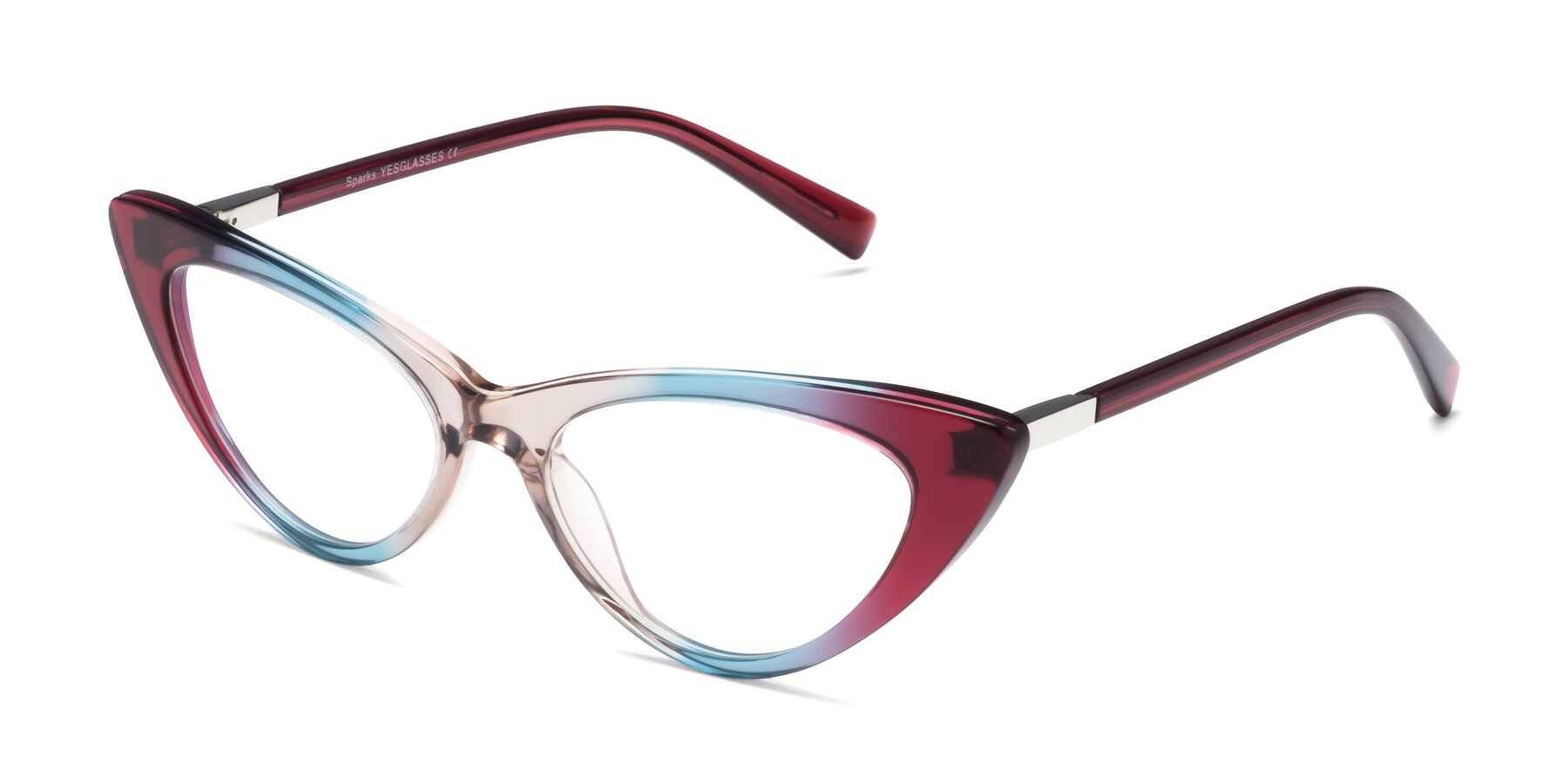 Angle of Sparks in Transparent Gradient Purple with Clear Reading Eyeglass Lenses