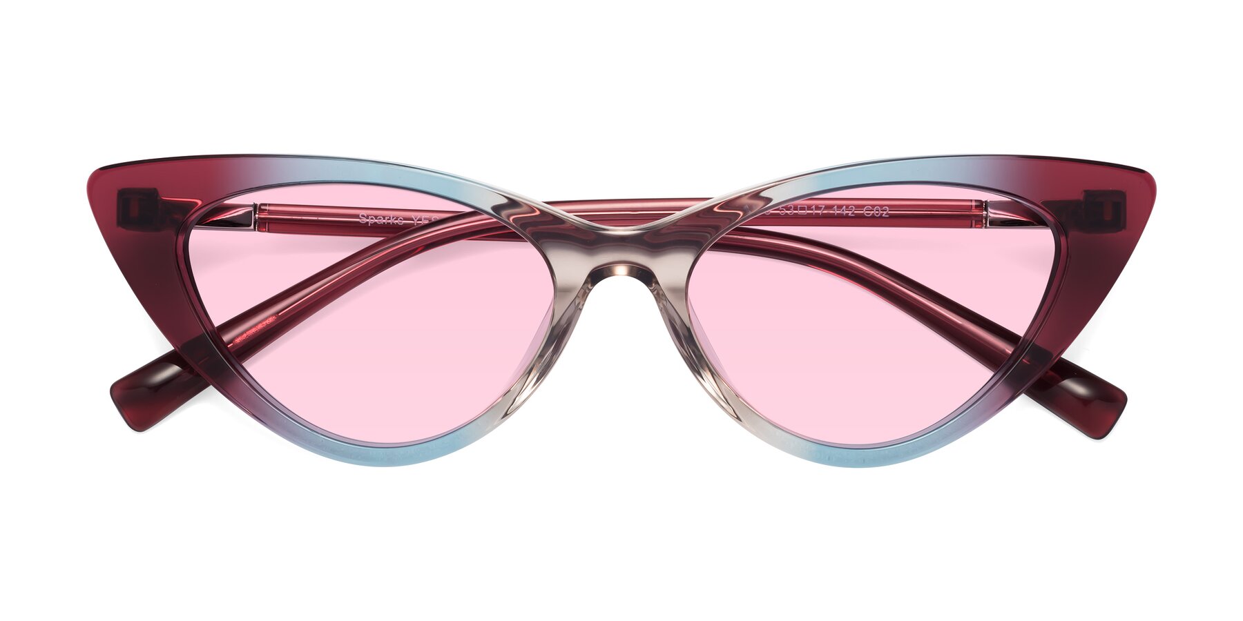 Folded Front of Sparks in Transparent Gradient Purple with Light Pink Tinted Lenses