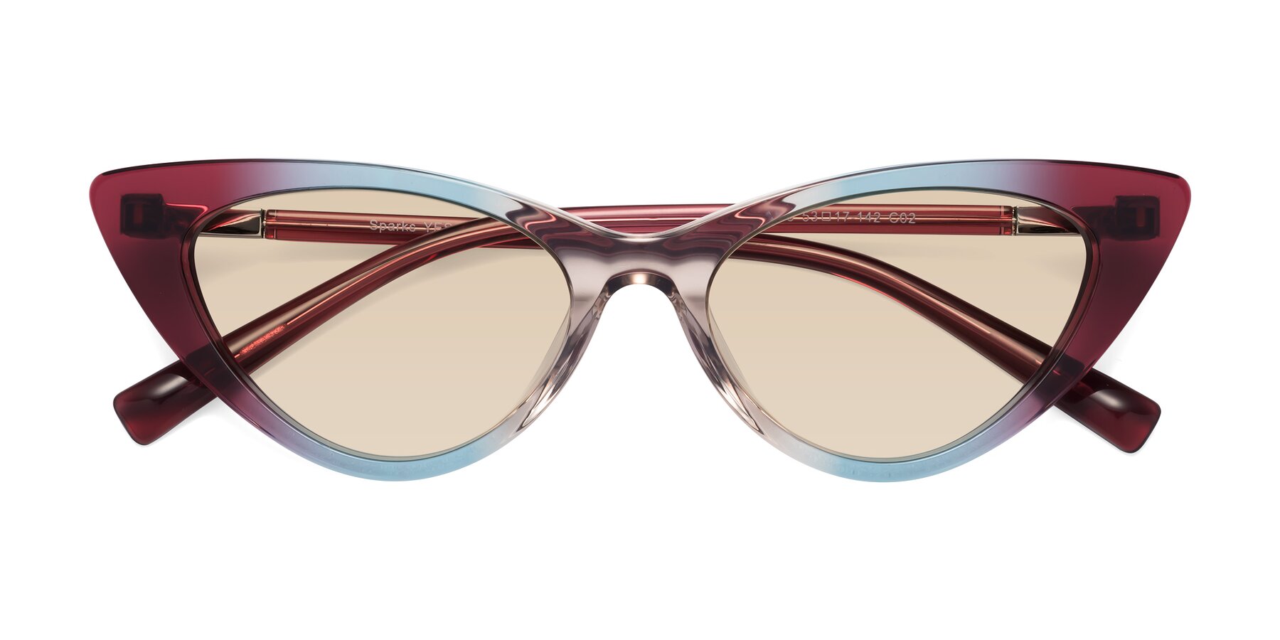 Folded Front of Sparks in Transparent Gradient Purple with Light Brown Tinted Lenses