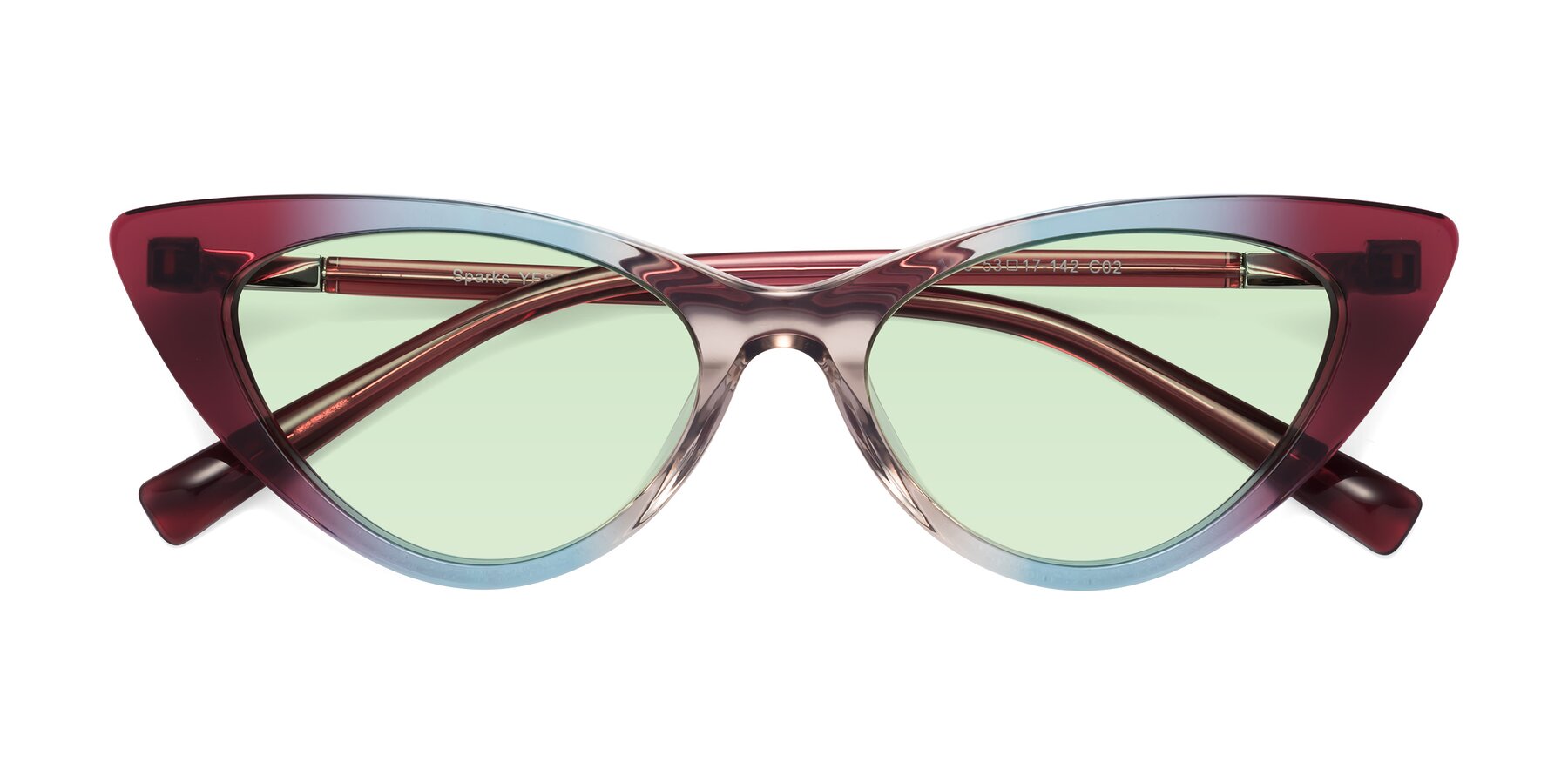 Folded Front of Sparks in Transparent Gradient Purple with Light Green Tinted Lenses