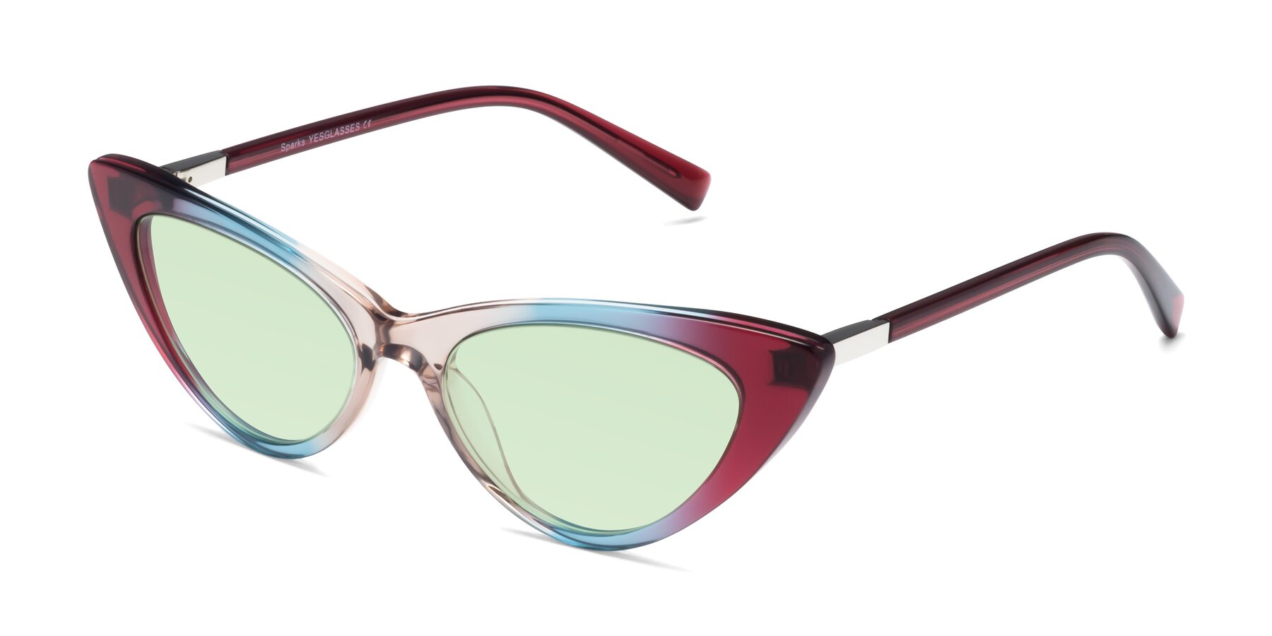 Angle of Sparks in Transparent Gradient Purple with Light Green Tinted Lenses