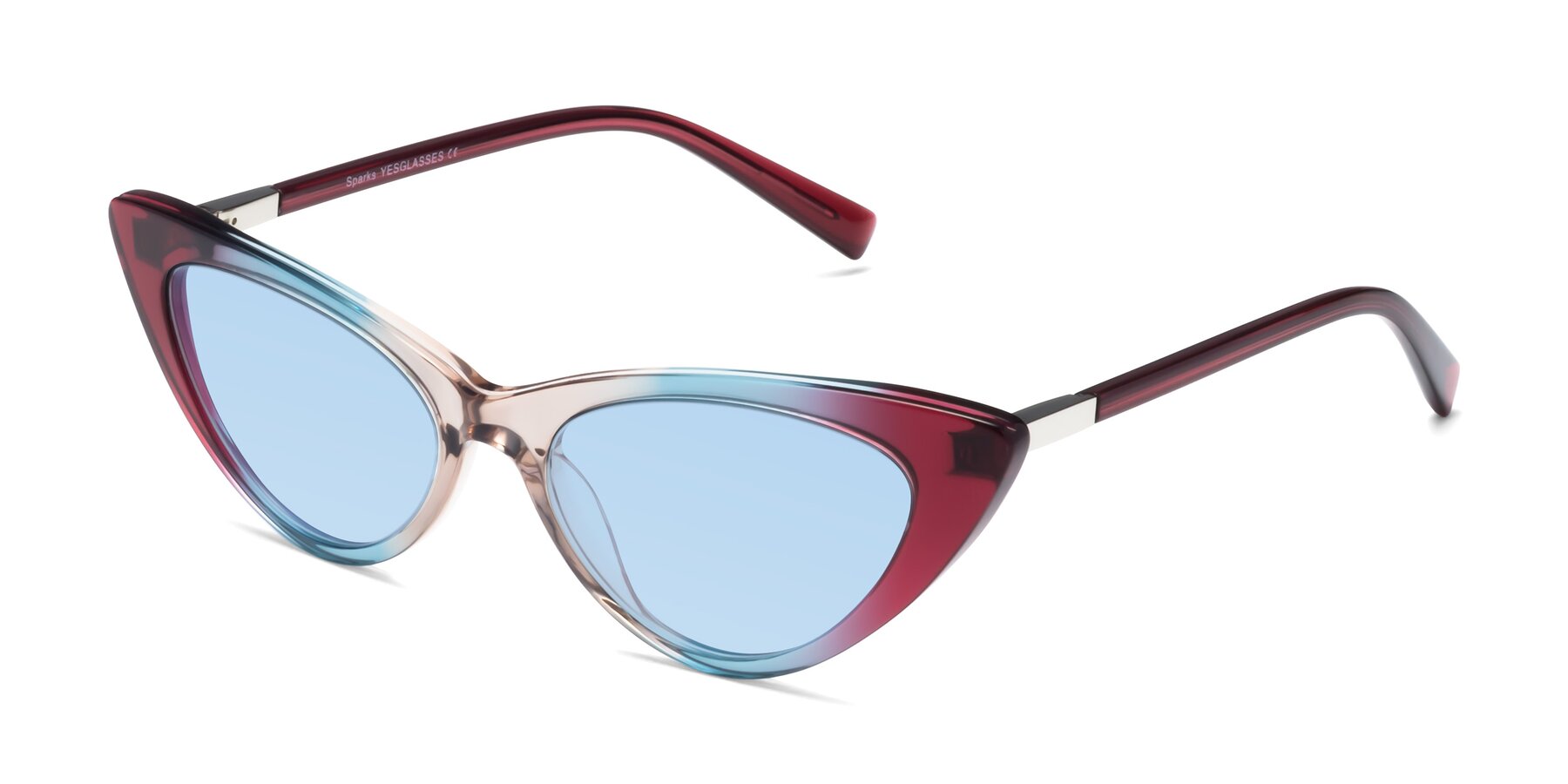 Angle of Sparks in Transparent Gradient Purple with Light Blue Tinted Lenses