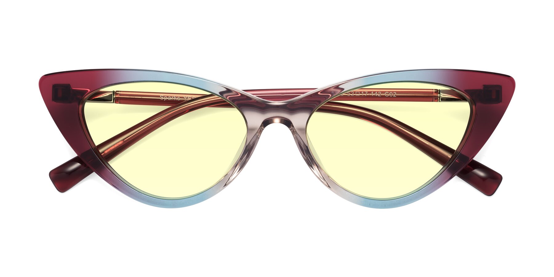 Folded Front of Sparks in Transparent Gradient Purple with Light Yellow Tinted Lenses