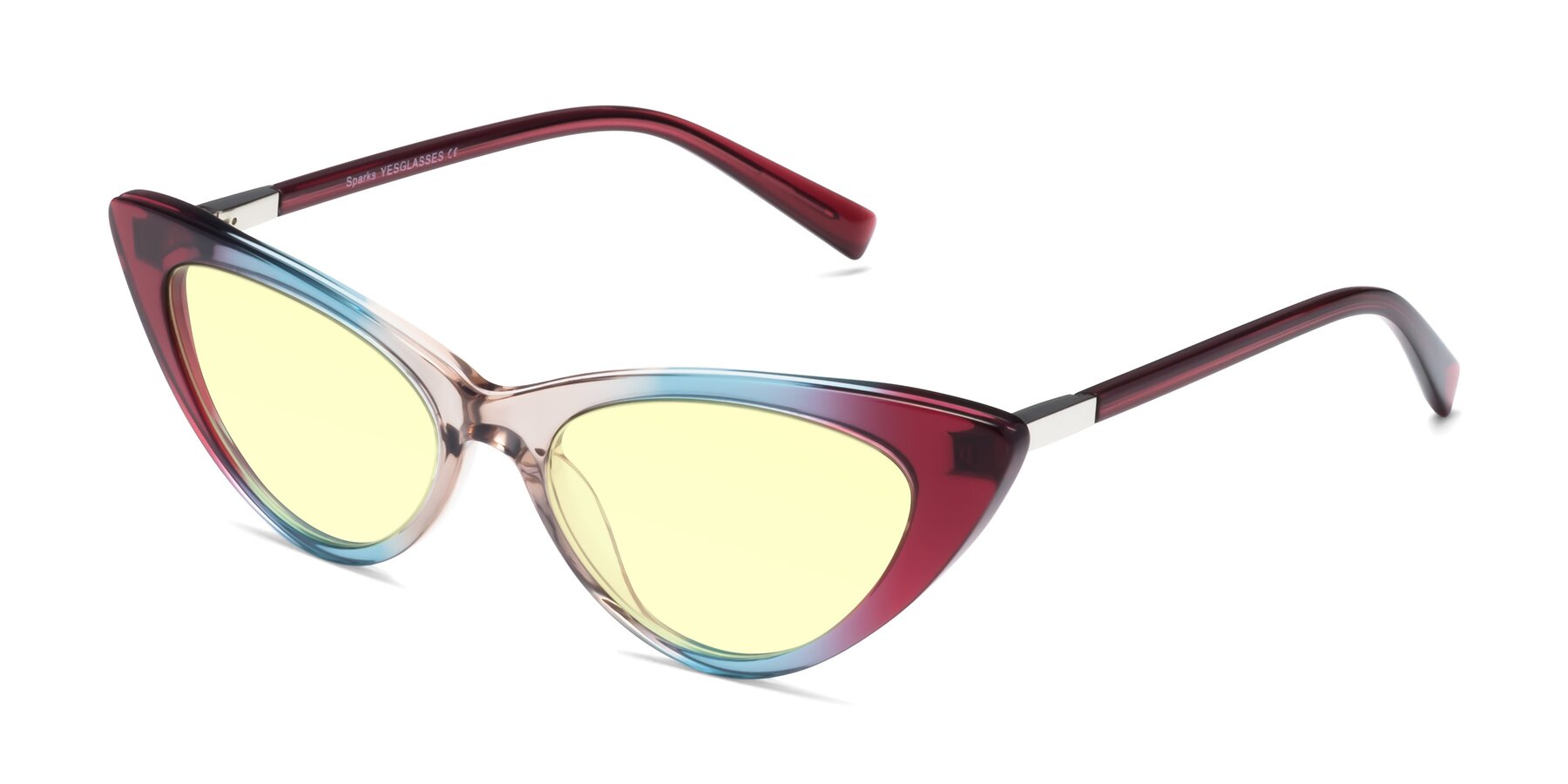 Angle of Sparks in Transparent Gradient Purple with Light Yellow Tinted Lenses