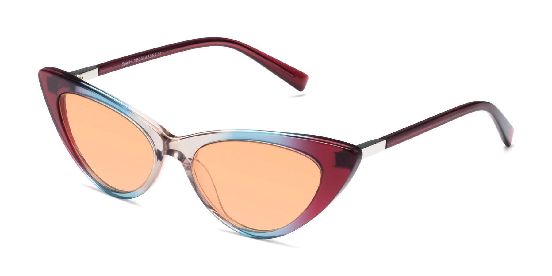 Angle of Sparks in Transparent Gradient Purple with Light Orange Tinted Lenses