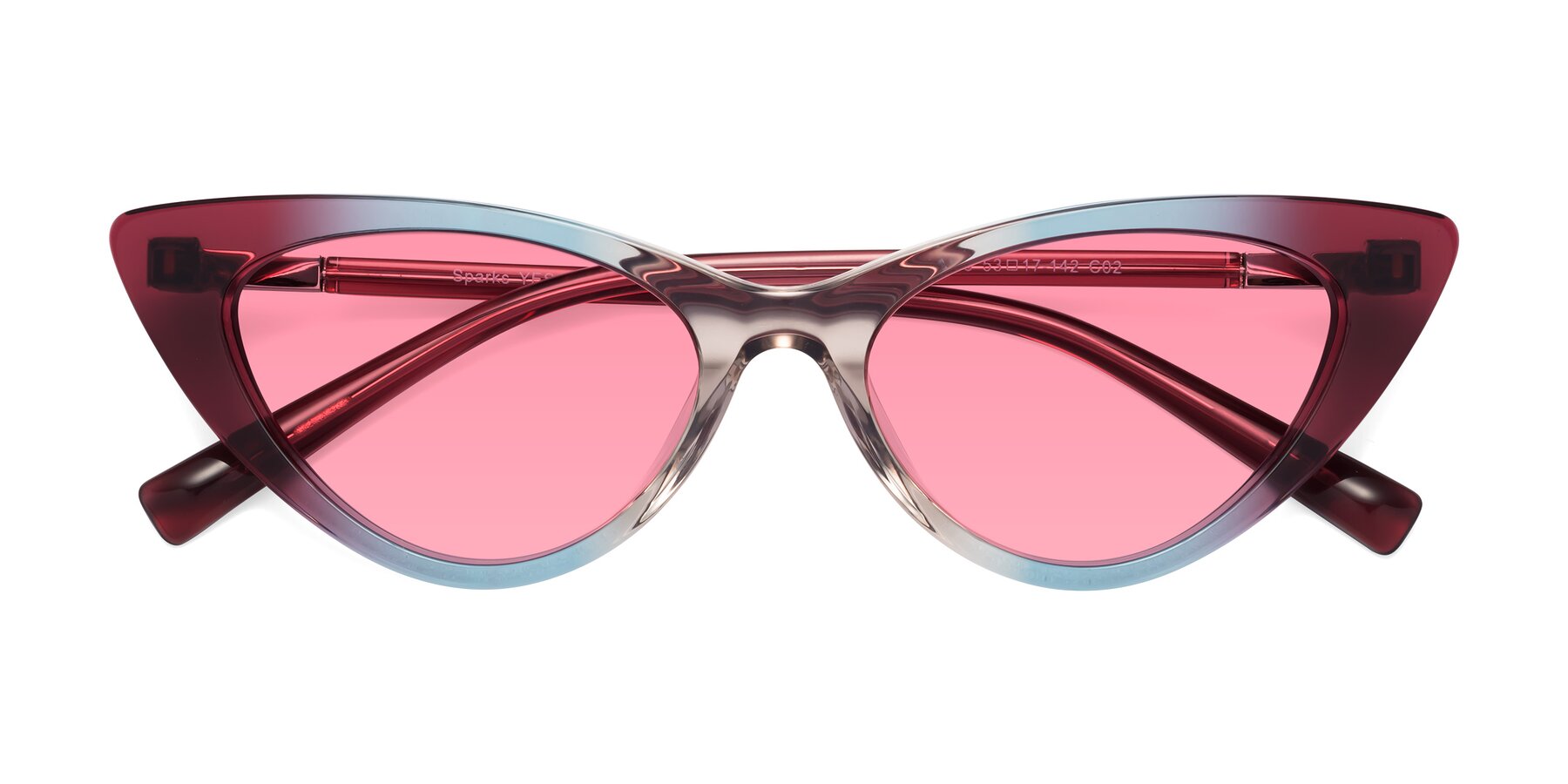 Folded Front of Sparks in Transparent Gradient Purple with Pink Tinted Lenses