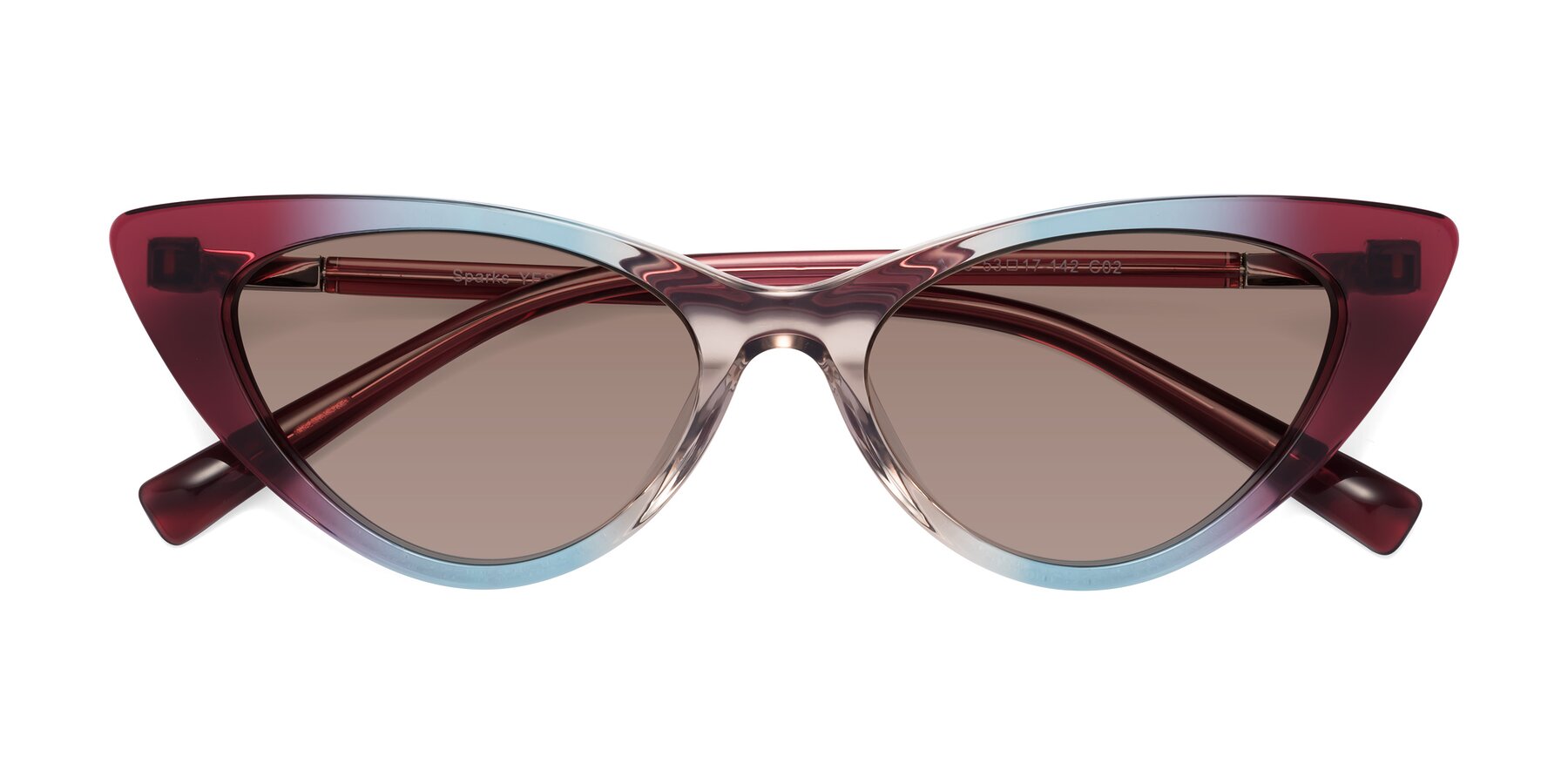 Folded Front of Sparks in Transparent Gradient Purple with Medium Brown Tinted Lenses