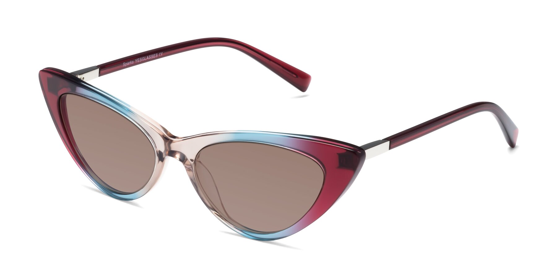 Angle of Sparks in Transparent Gradient Purple with Medium Brown Tinted Lenses