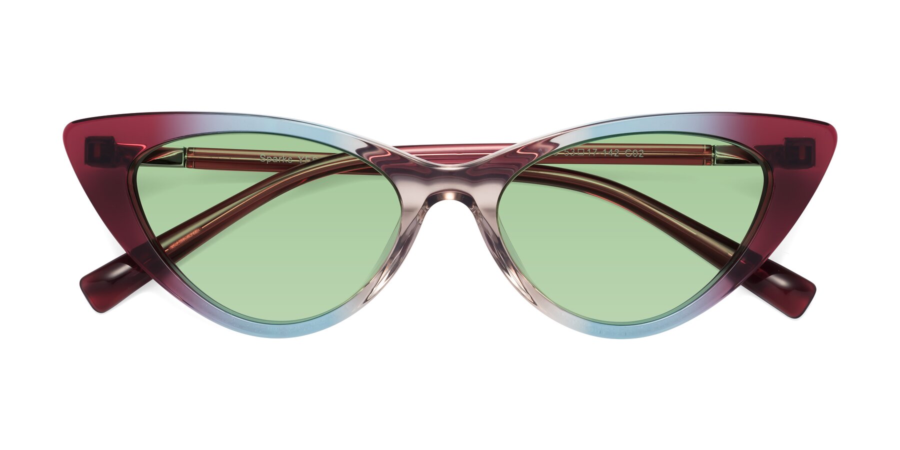 Folded Front of Sparks in Transparent Gradient Purple with Medium Green Tinted Lenses