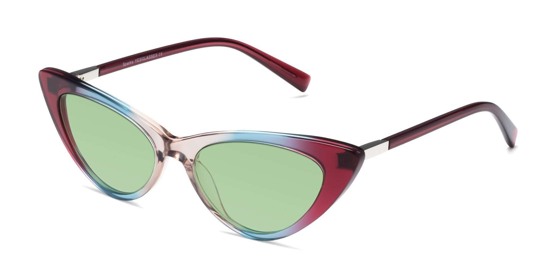 Angle of Sparks in Transparent Gradient Purple with Medium Green Tinted Lenses