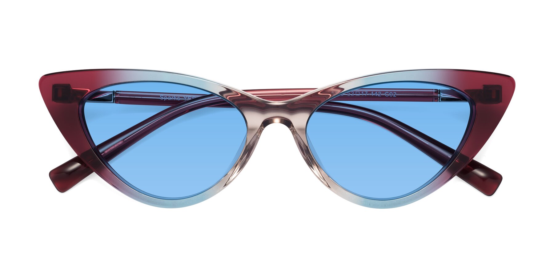 Folded Front of Sparks in Transparent Gradient Purple with Medium Blue Tinted Lenses