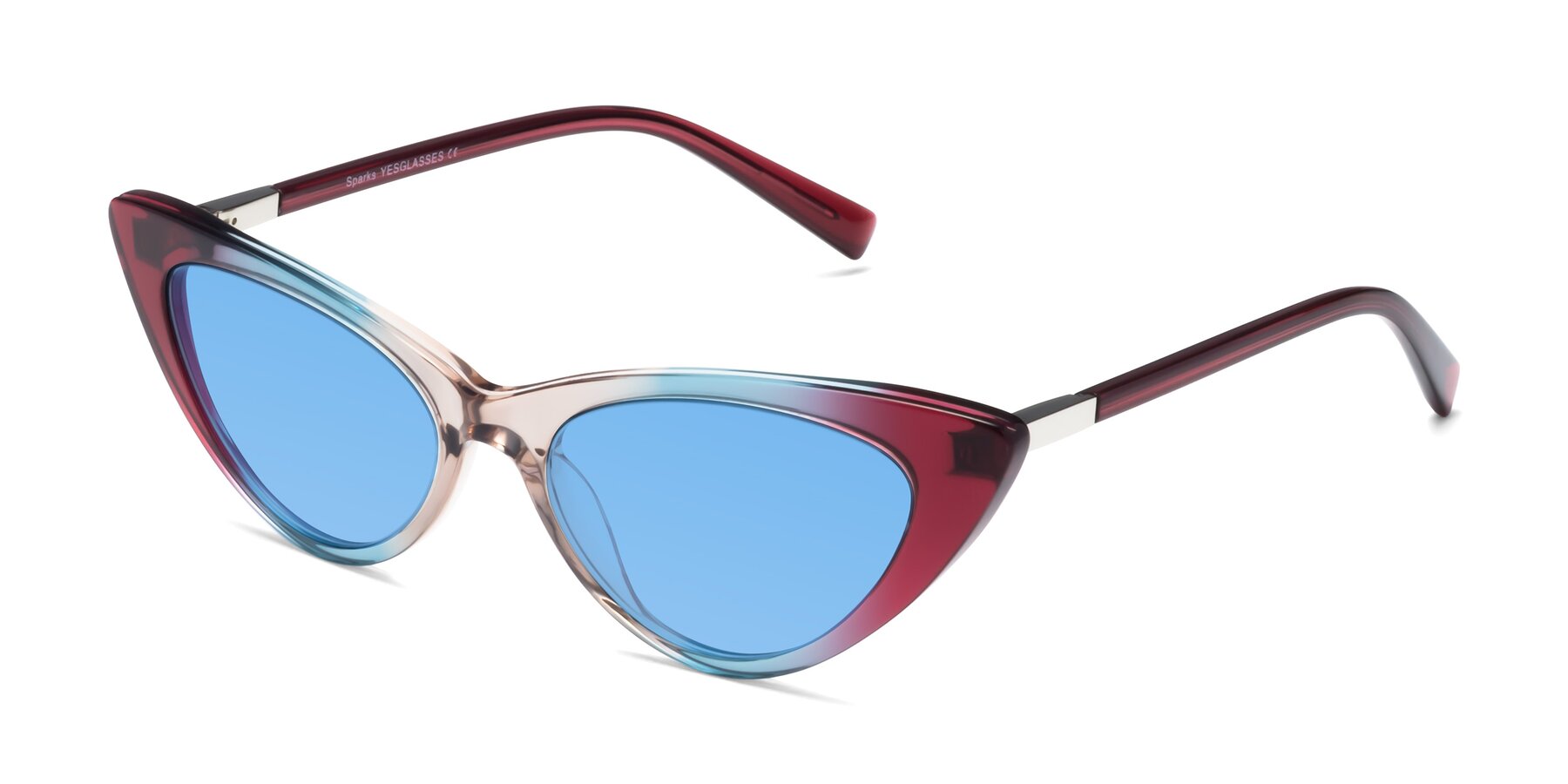 Angle of Sparks in Transparent Gradient Purple with Medium Blue Tinted Lenses