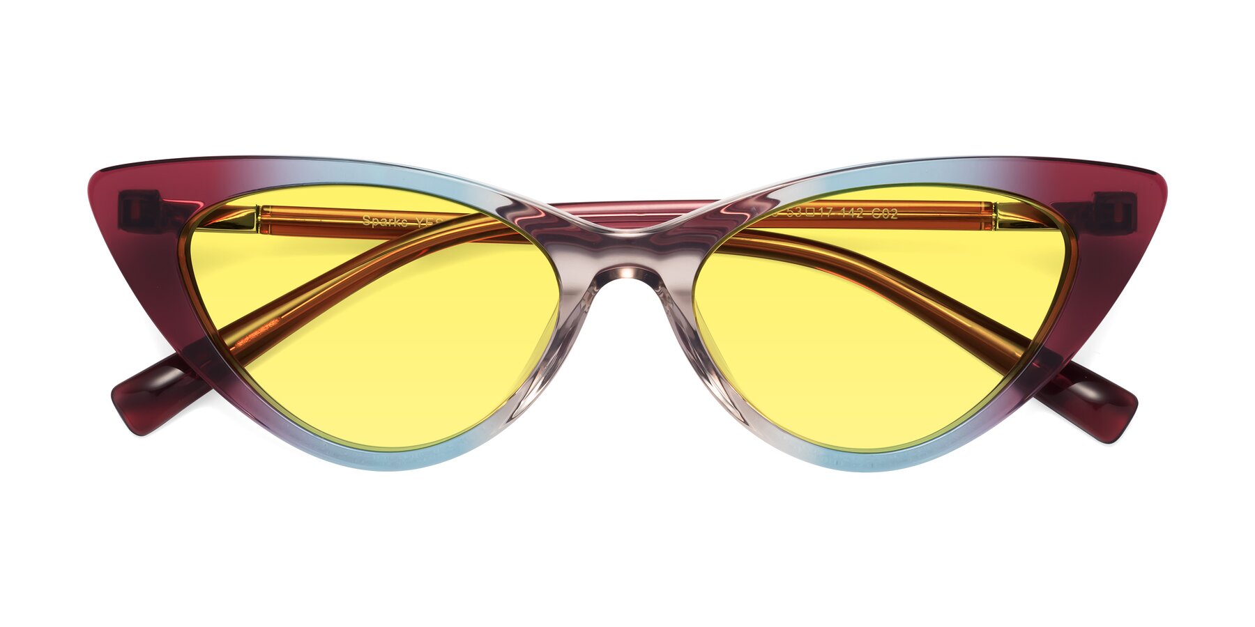 Folded Front of Sparks in Transparent Gradient Purple with Medium Yellow Tinted Lenses