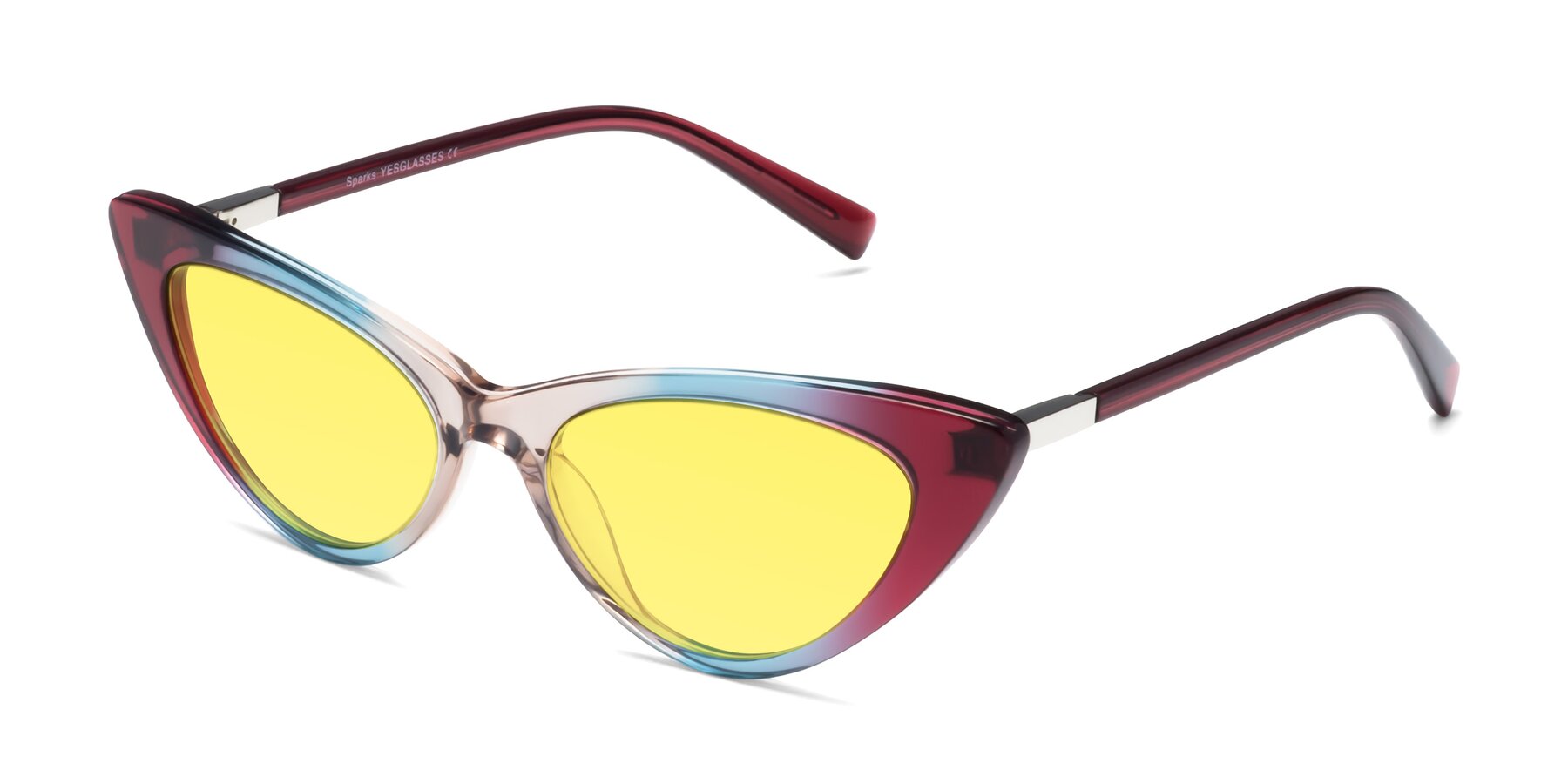 Angle of Sparks in Transparent Gradient Purple with Medium Yellow Tinted Lenses