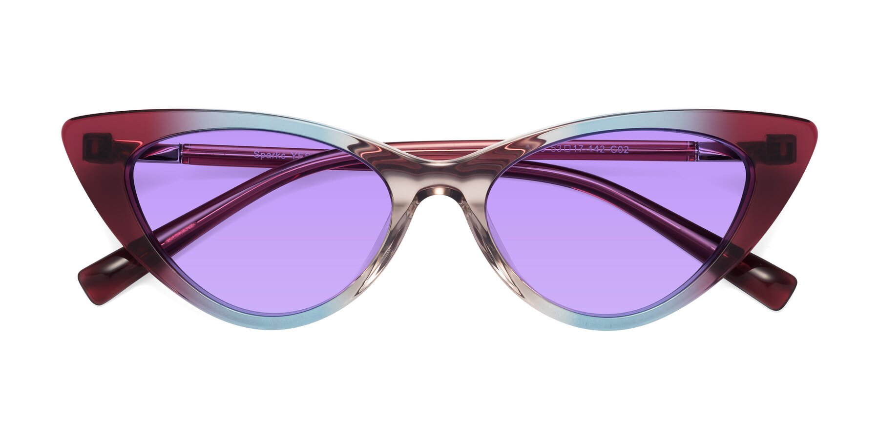 Folded Front of Sparks in Transparent Gradient Purple with Medium Purple Tinted Lenses