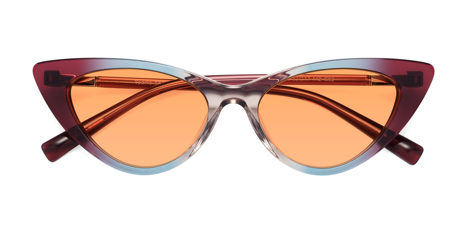 Folded Front of Sparks in Transparent Gradient Purple with Medium Orange Tinted Lenses