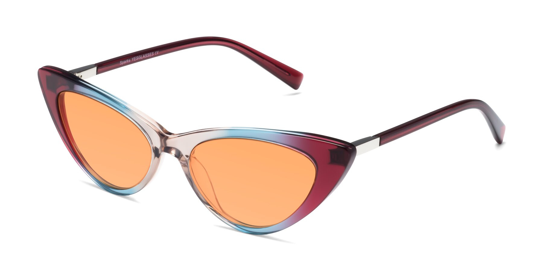 Angle of Sparks in Transparent Gradient Purple with Medium Orange Tinted Lenses