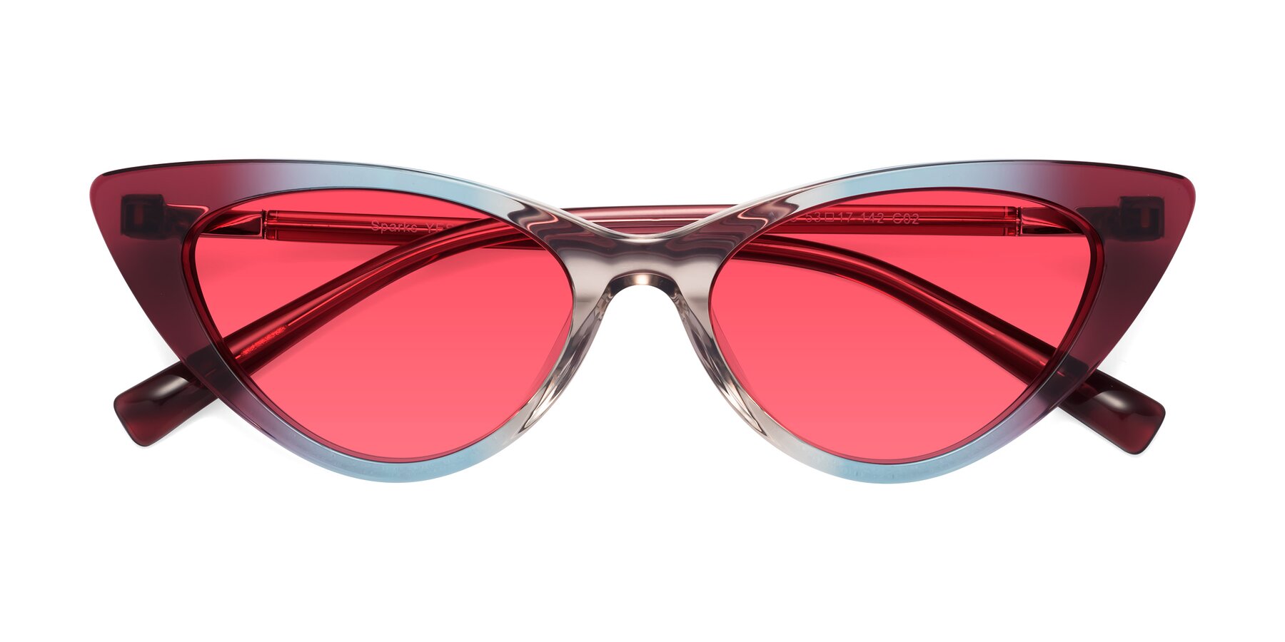 Folded Front of Sparks in Transparent Gradient Purple with Red Tinted Lenses