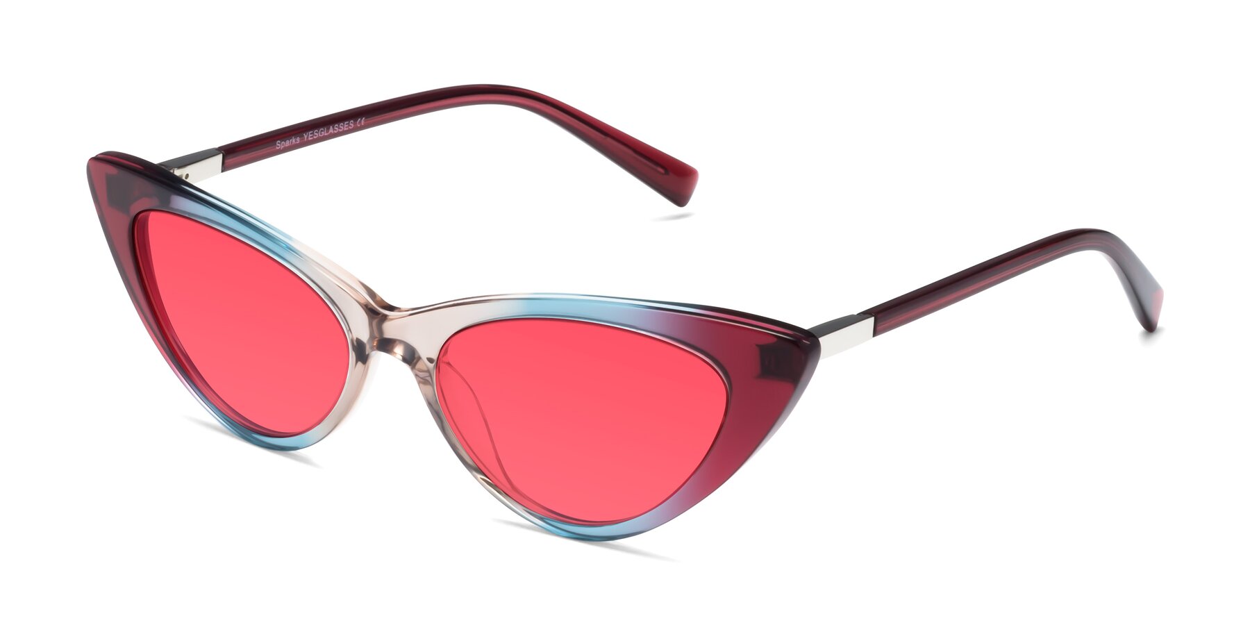 Angle of Sparks in Transparent Gradient Purple with Red Tinted Lenses
