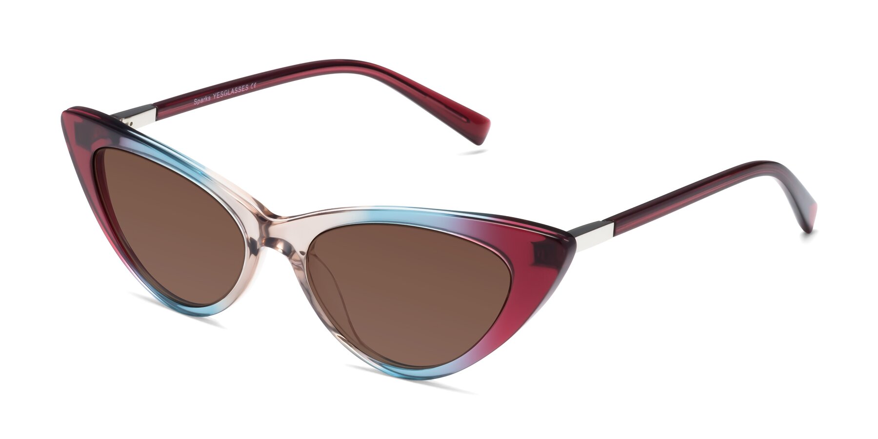 Angle of Sparks in Transparent Gradient Purple with Brown Tinted Lenses