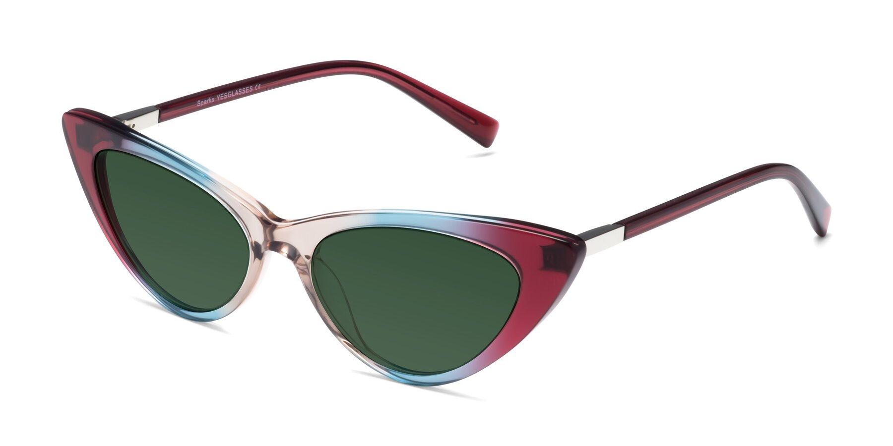 Angle of Sparks in Transparent Gradient Purple with Green Tinted Lenses