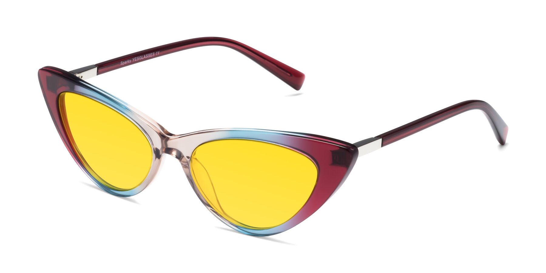Angle of Sparks in Transparent Gradient Purple with Yellow Tinted Lenses