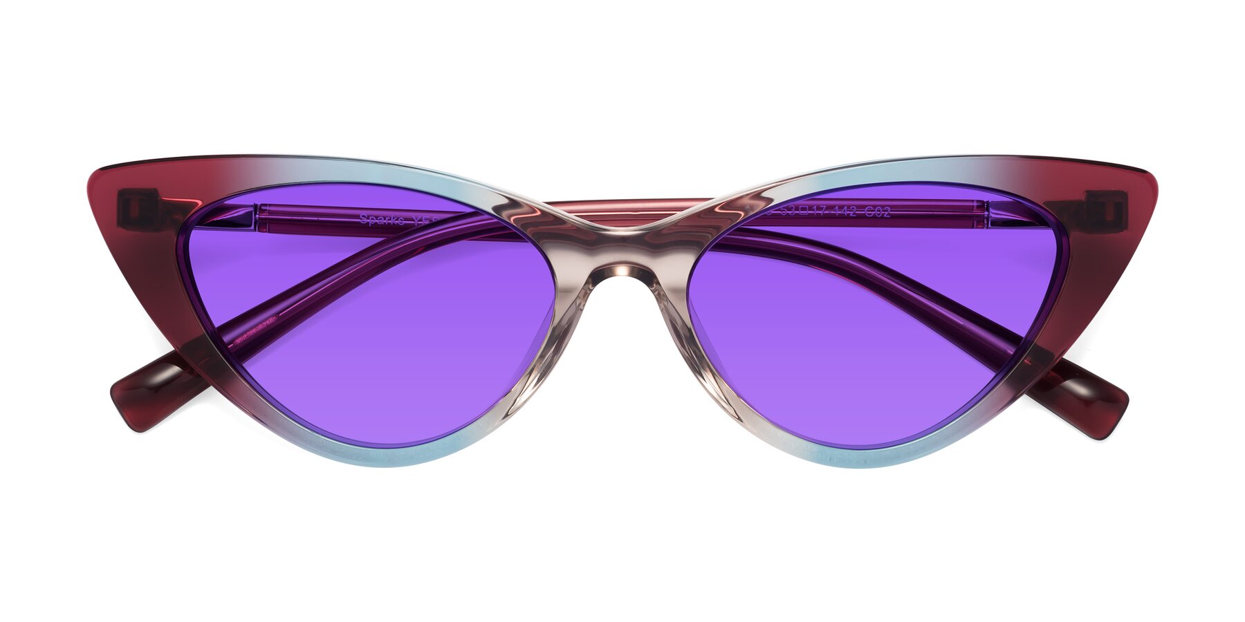 Folded Front of Sparks in Transparent Gradient Purple with Purple Tinted Lenses