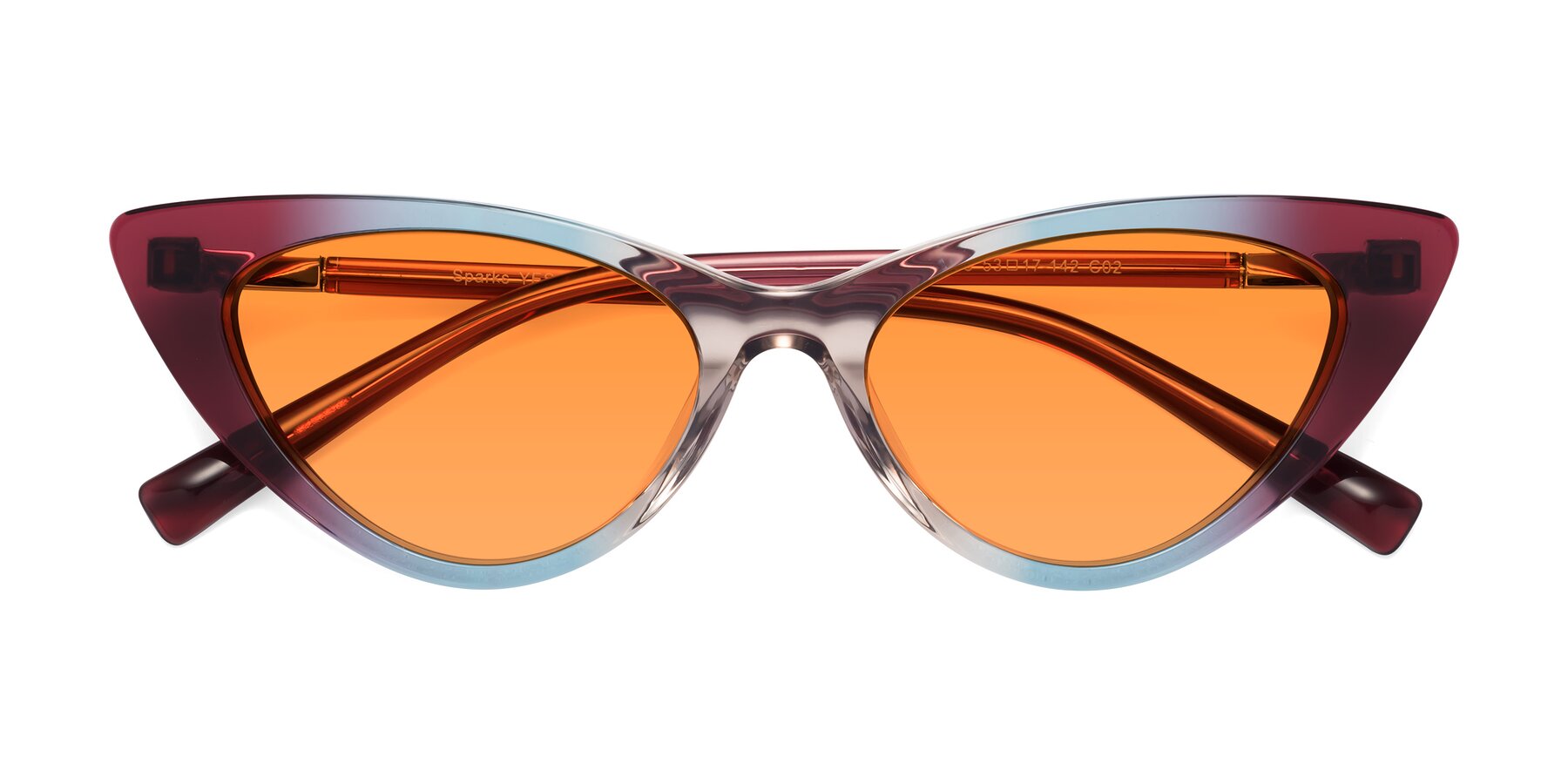 Folded Front of Sparks in Transparent Gradient Purple with Orange Tinted Lenses