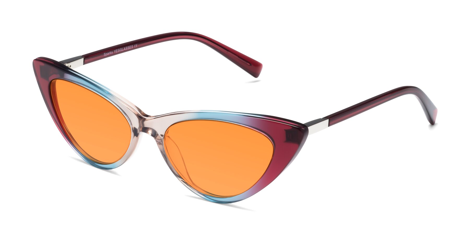 Angle of Sparks in Transparent Gradient Purple with Orange Tinted Lenses