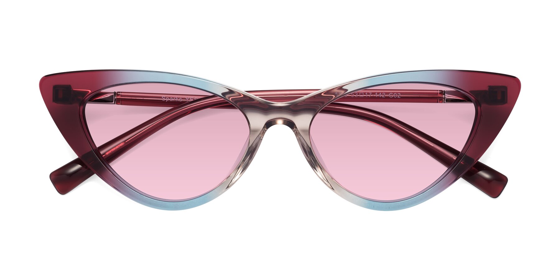 Folded Front of Sparks in Transparent Gradient Purple with Light Wine Tinted Lenses