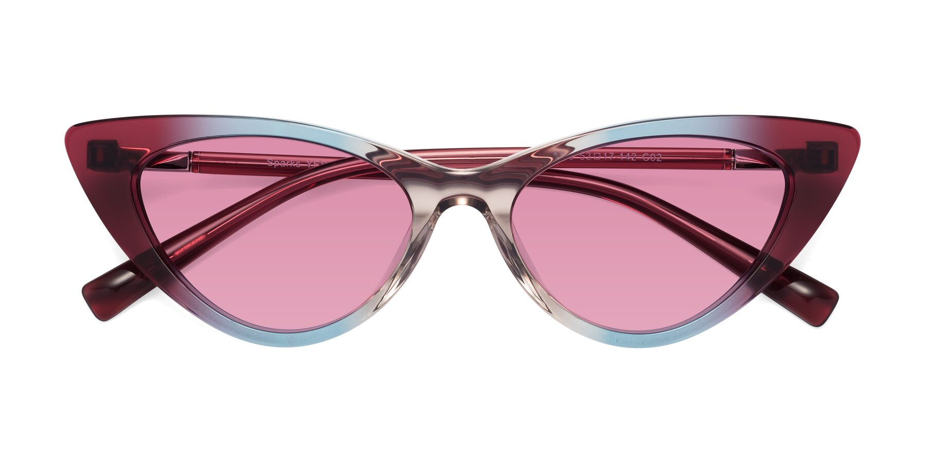 Folded Front of Sparks in Transparent Gradient Purple with Medium Wine Tinted Lenses