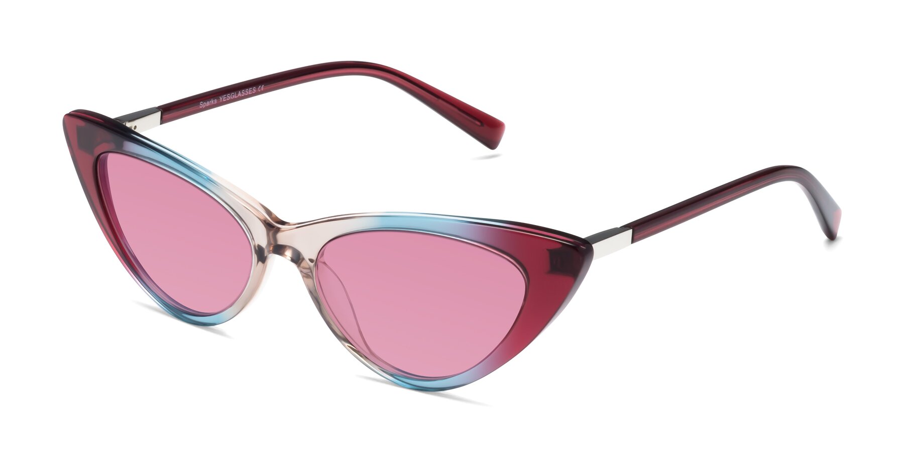 Angle of Sparks in Transparent Gradient Purple with Medium Wine Tinted Lenses