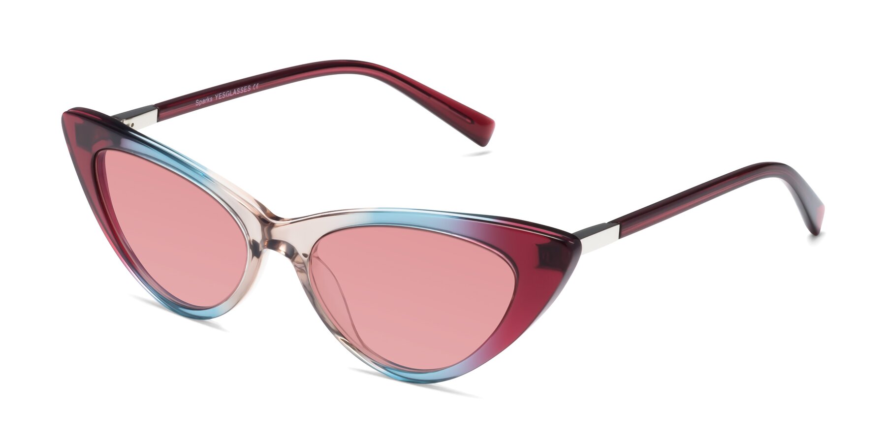 Angle of Sparks in Transparent Gradient Purple with Medium Garnet Tinted Lenses