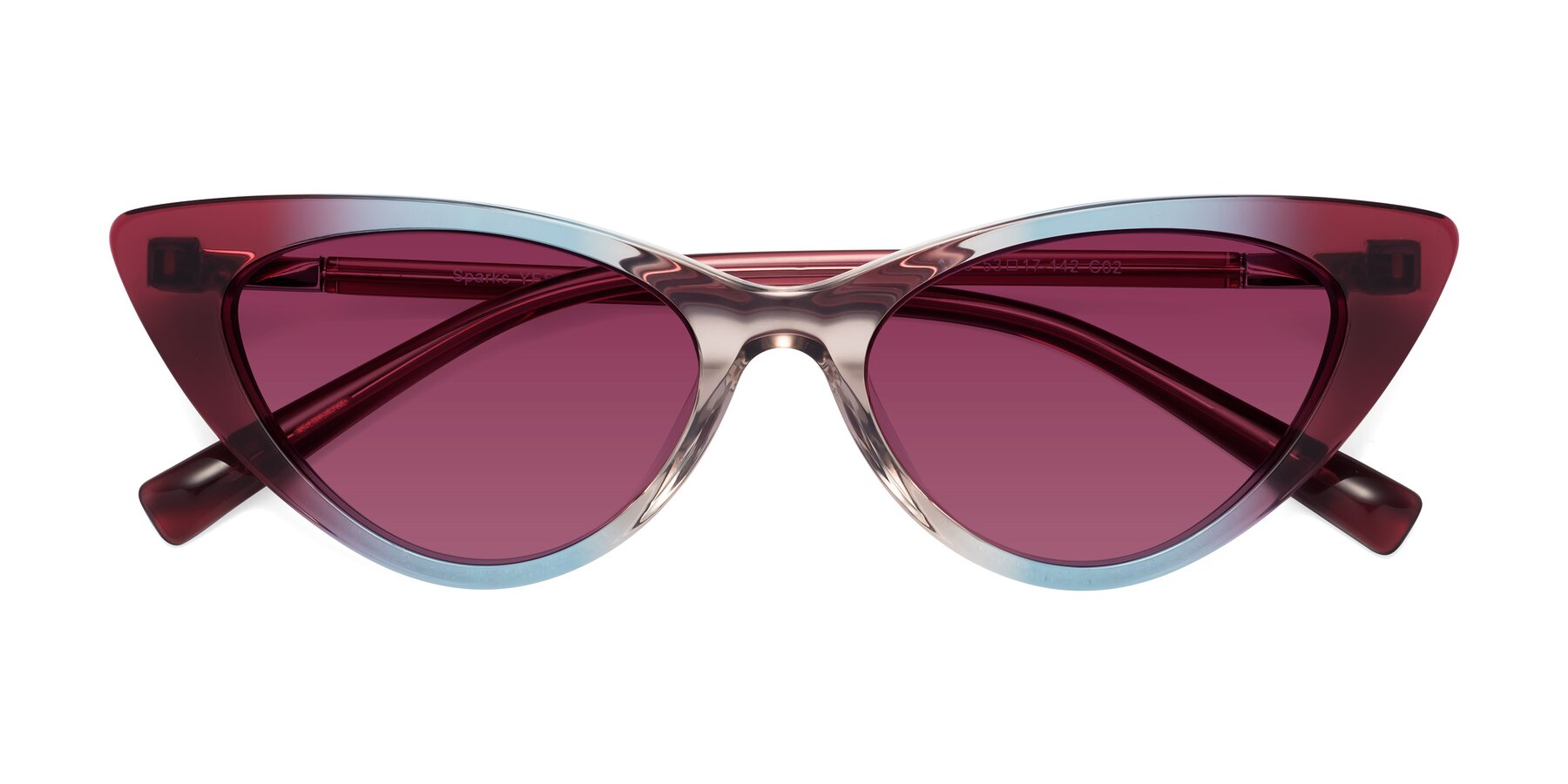 Folded Front of Sparks in Transparent Gradient Purple with Wine Tinted Lenses