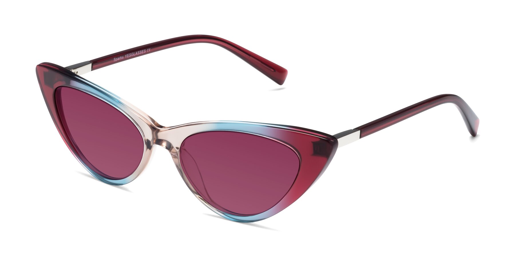 Angle of Sparks in Transparent Gradient Purple with Wine Tinted Lenses