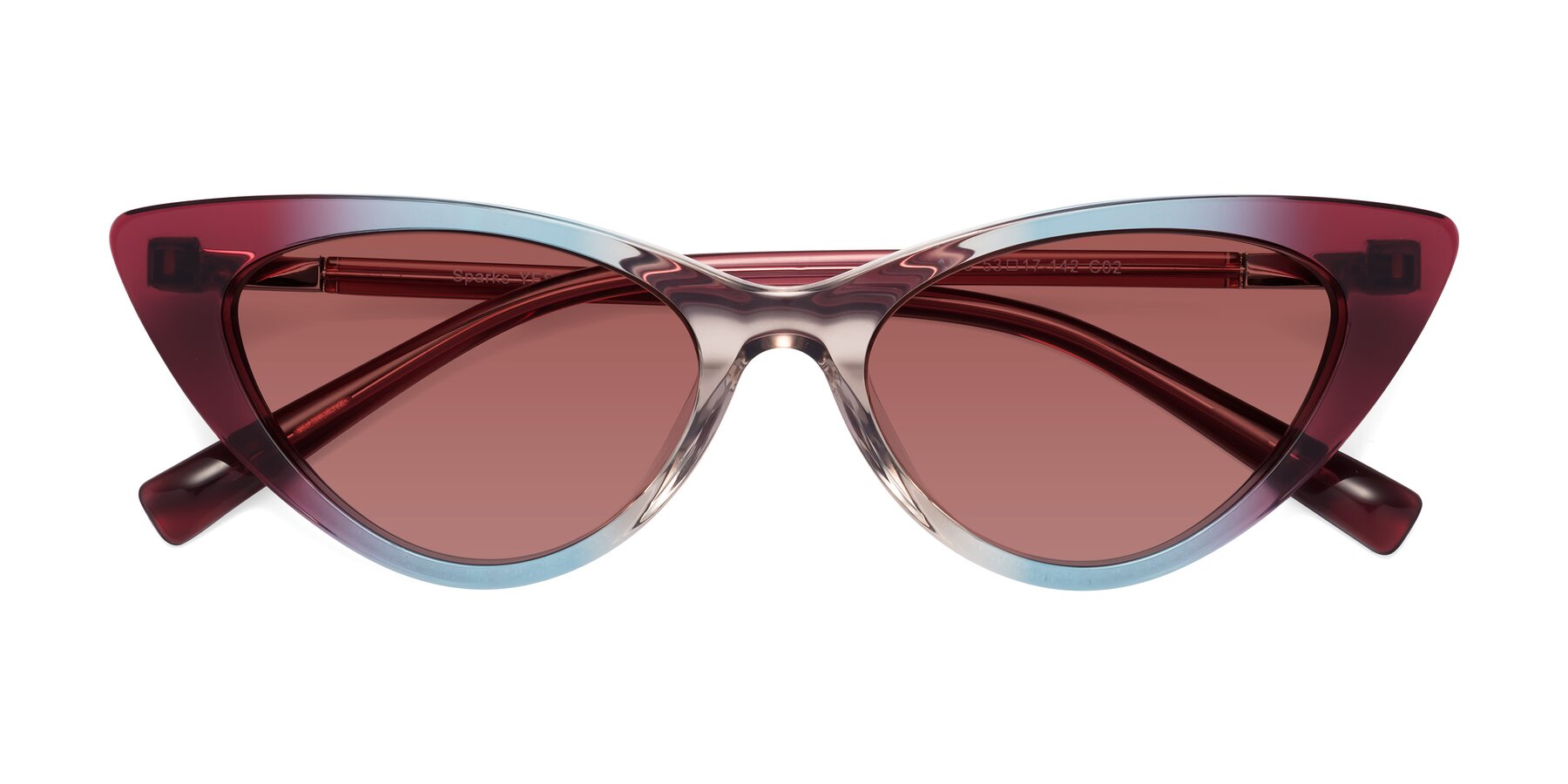 Folded Front of Sparks in Transparent Gradient Purple with Garnet Tinted Lenses