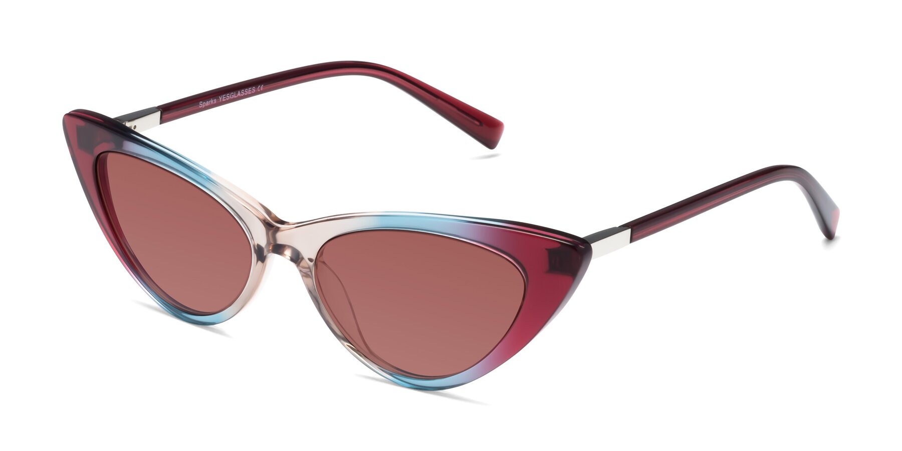 Angle of Sparks in Transparent Gradient Purple with Garnet Tinted Lenses